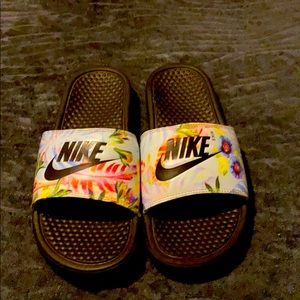 Floral Nike slides